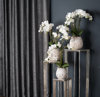 White Orchid In Stone Pot - All Artificial Flowers from the Quanta Home collection.