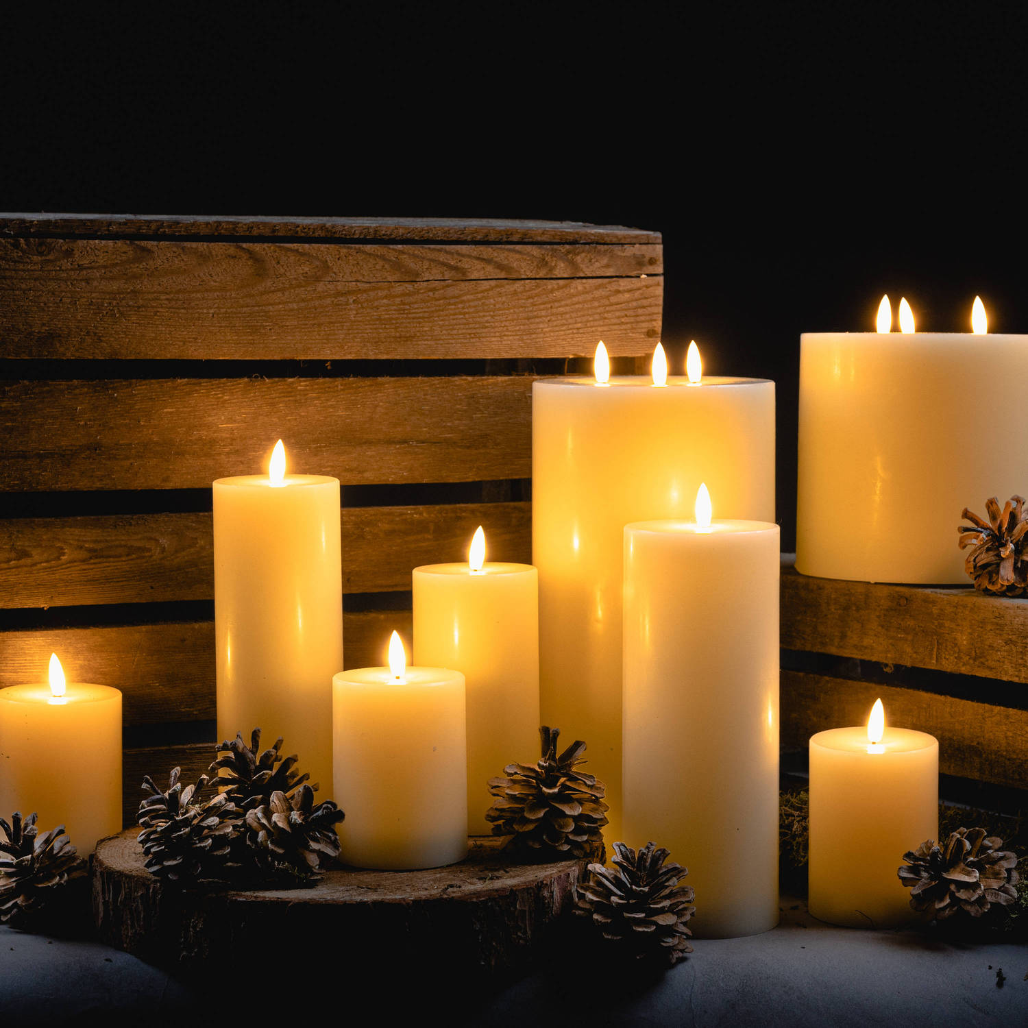 Red LED cream candle from the Luxe Collection, exuding a warm, inviting glow. Elegant design enhances any decor.