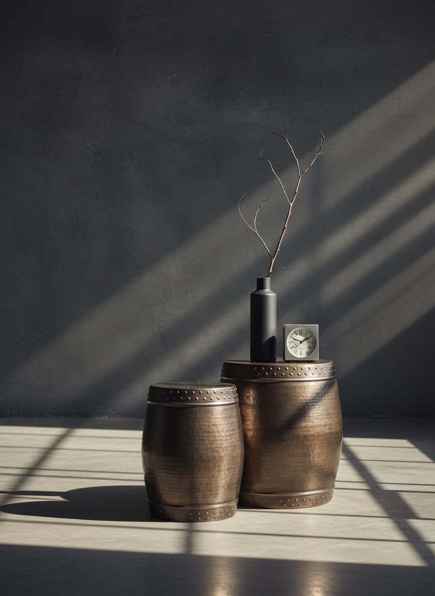 Cyrus Set of 2 Drum Style Side Tables