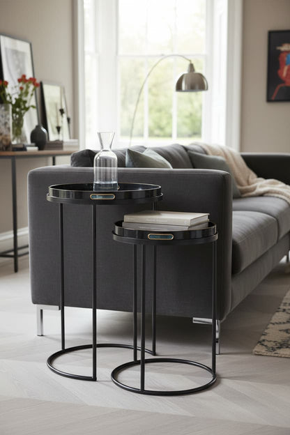 Stella Set Of 2 Nesting Tables with Agate Effect