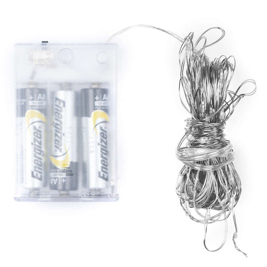 100 LED Battery Micro Lights Silver Wire 10m - Christmas Room Decorations from the Quanta Home collection.