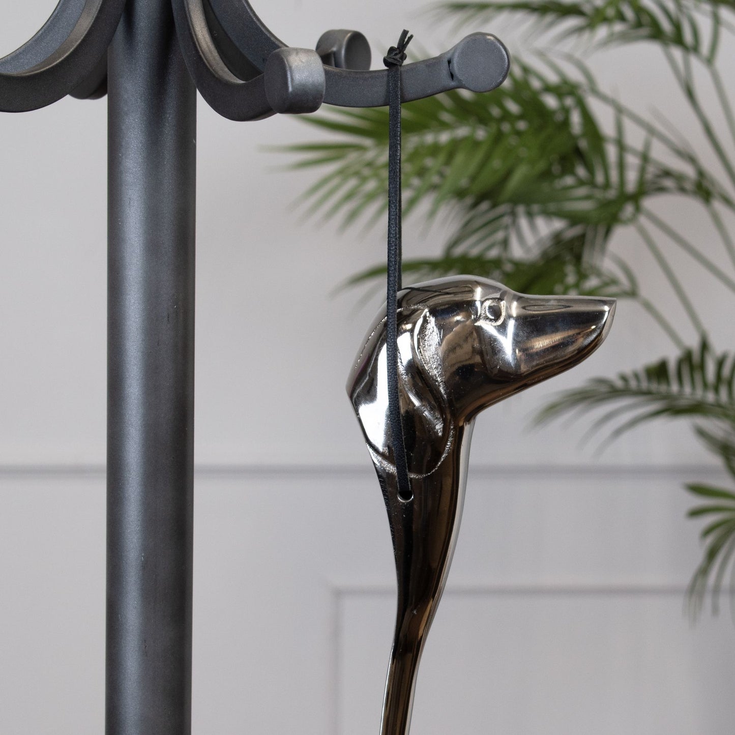 Silver Nickel Dog Head Detail Shoe Horn - Ornaments from the Quanta Home collection.