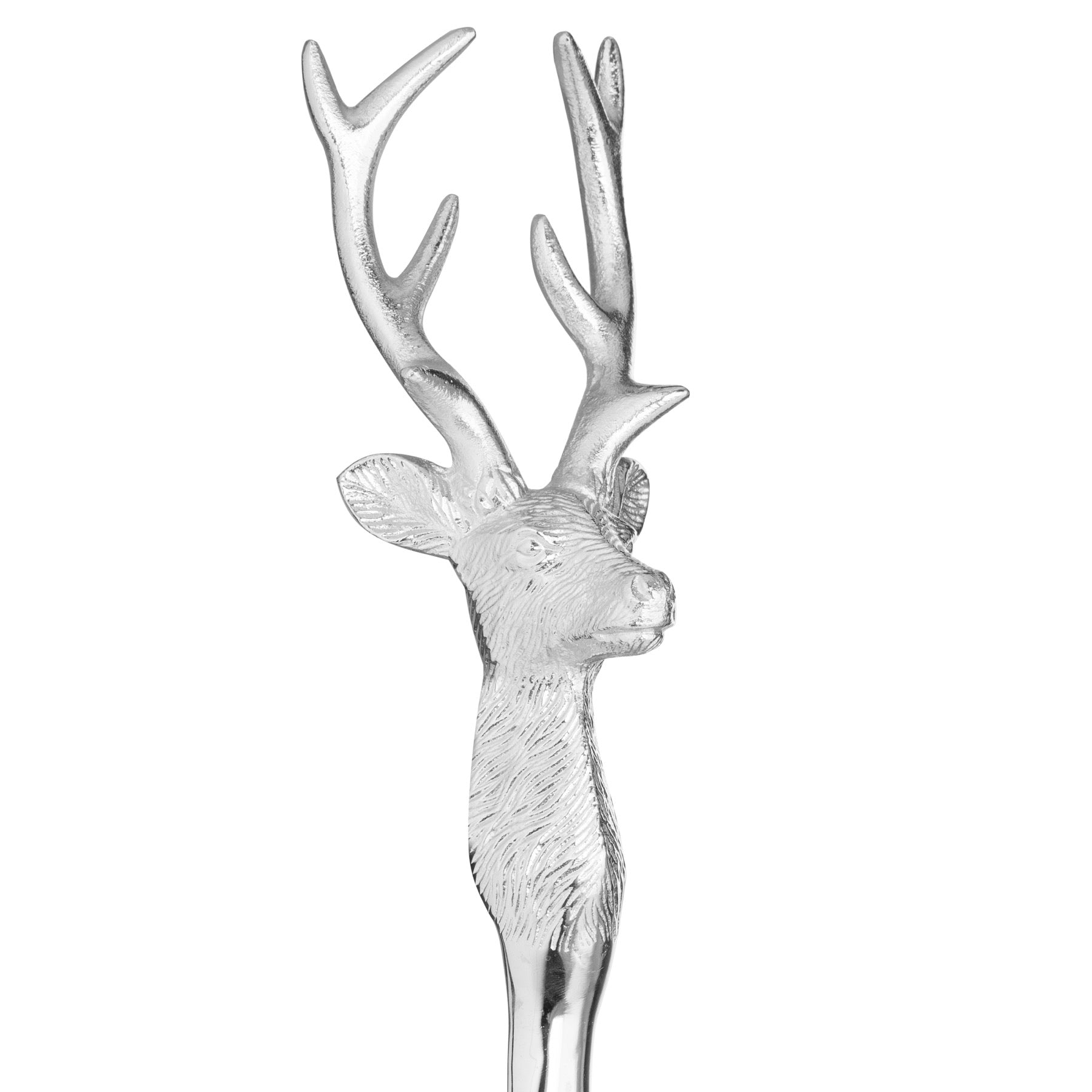 Silver Nickel Stag Head Detail Shoe Horn - Ornaments from the Quanta Home collection.