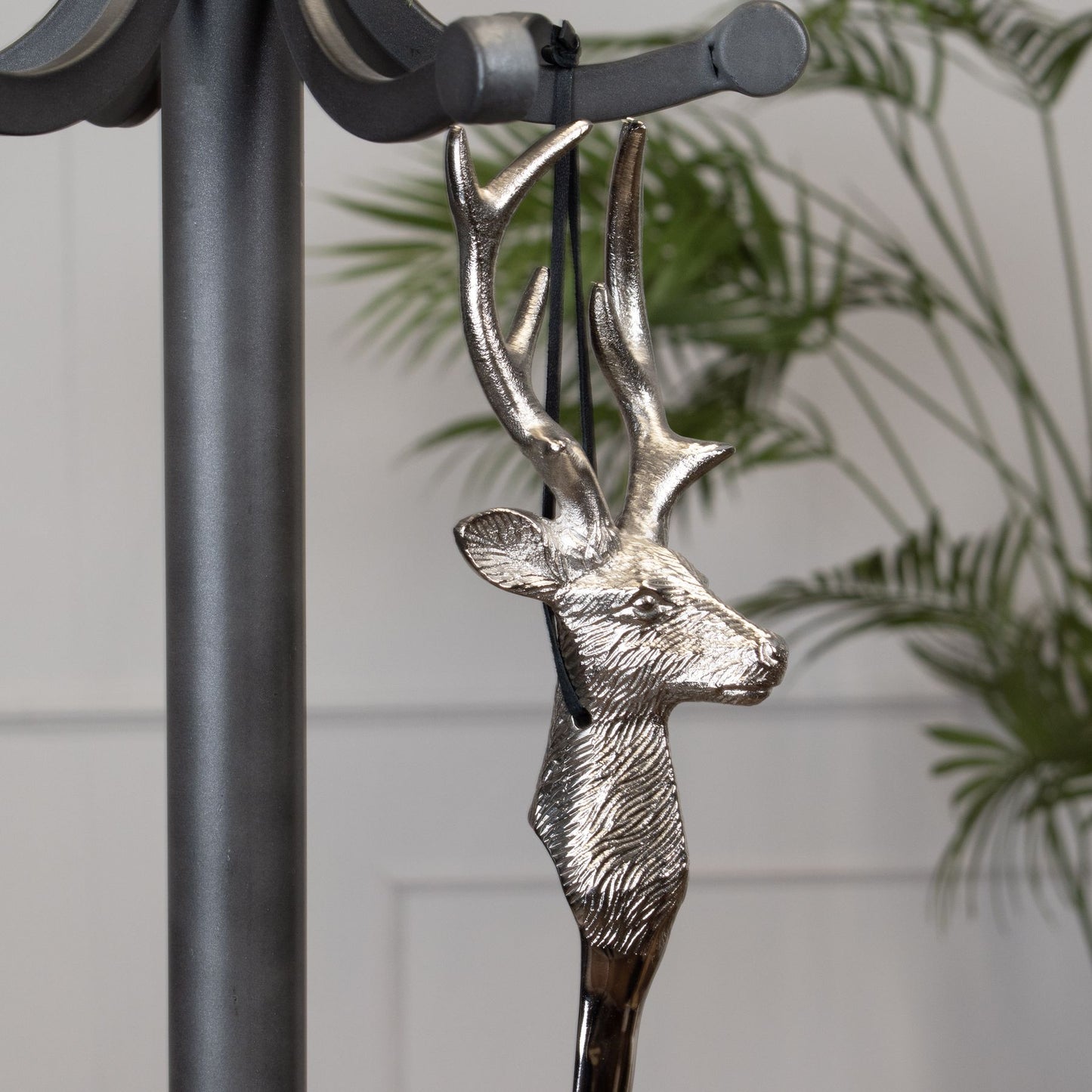 Silver Nickel Stag Head Detail Shoe Horn - Ornaments from the Quanta Home collection.