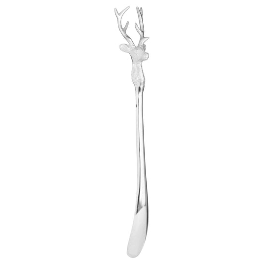 Silver Nickel Stag Head Detail Shoe Horn - Ornaments from the Quanta Home collection.