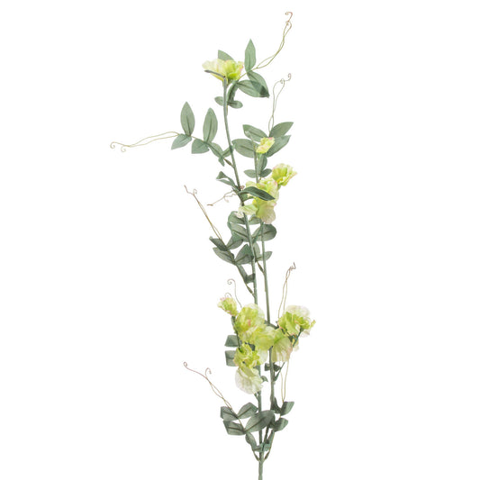 Lifelike Sweet Pea Trail with cascading green and soft cream petals, accented by delicate leaves and twisting vines. Perfect for floral arrangements.