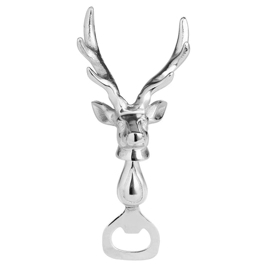 Silver Nickel Stag Head Detail Bottle Opener - Kitchen And Tableware from the Quanta Home collection.
