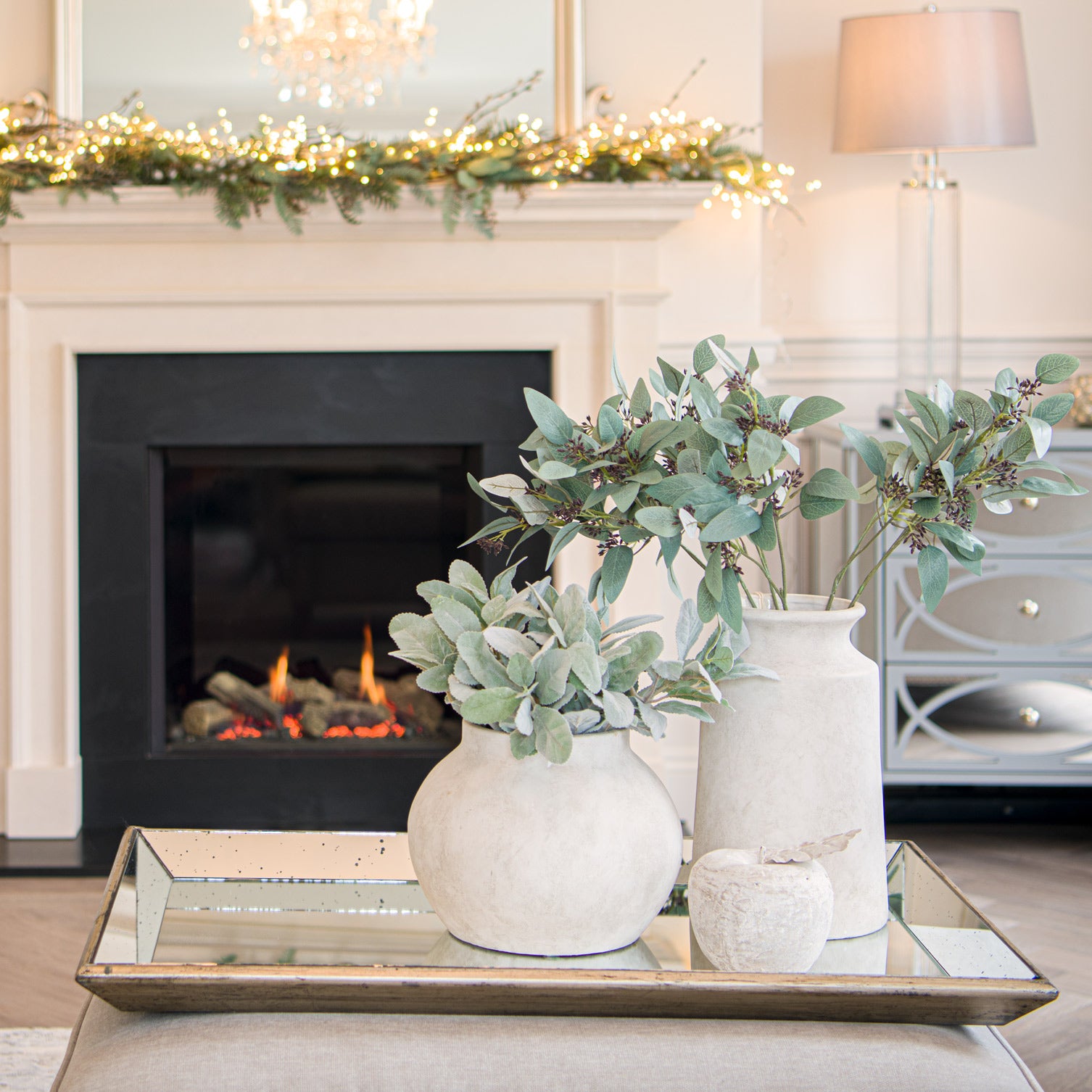 Astor Distressed Large Mirrored Tray With Wooden Detailing - Trays from the Quanta Home collection.