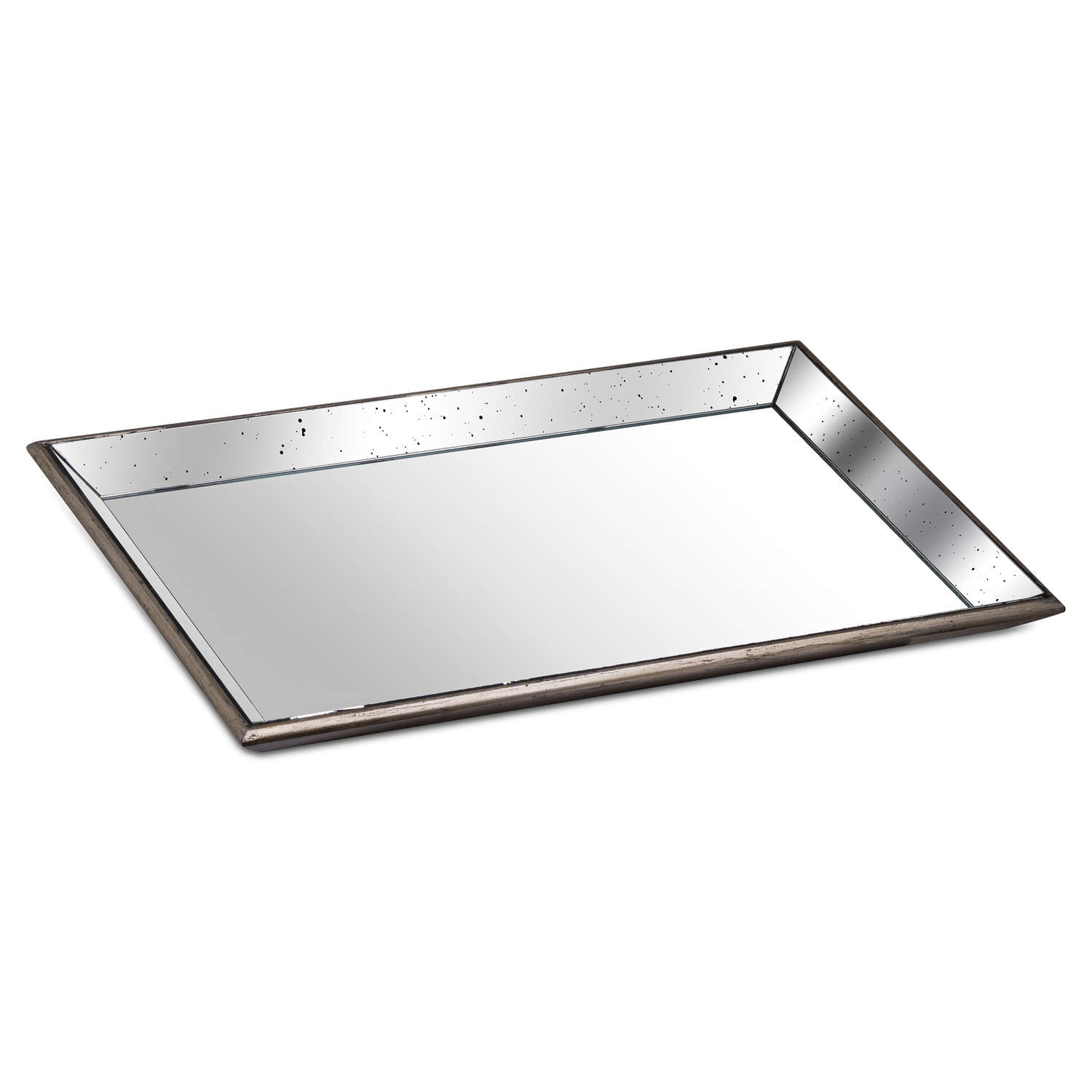 Astor Distressed Large Mirrored Tray With Wooden Detailing - Trays from the Quanta Home collection.