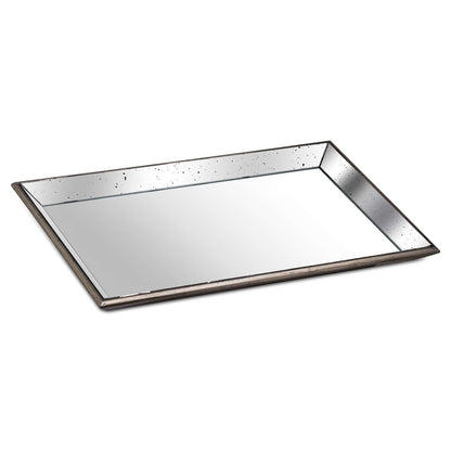 Astor Distressed Large Mirrored Tray With Wooden Detailing - Trays from the Quanta Home collection.