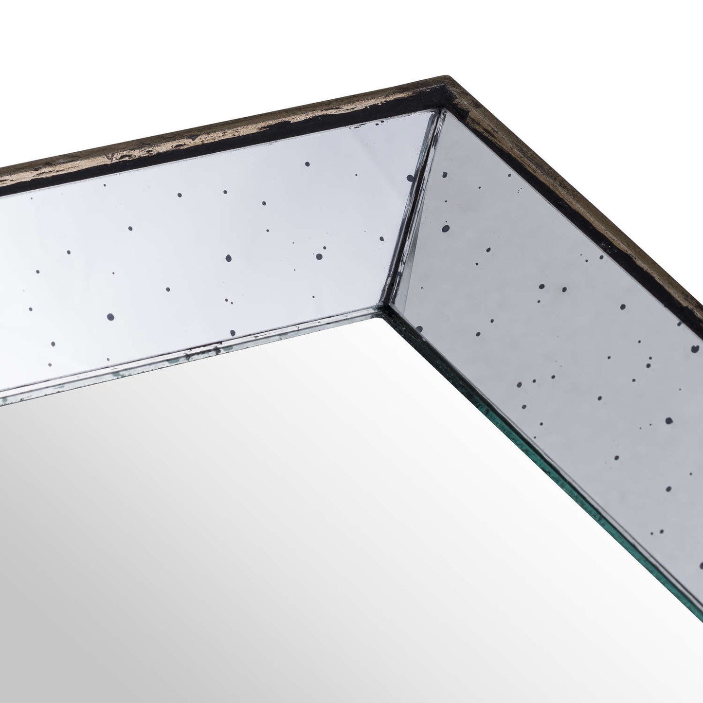 Astor Distressed Mirrored Square Tray W/Wooden Detailing Sml - Trays from the Quanta Home collection.