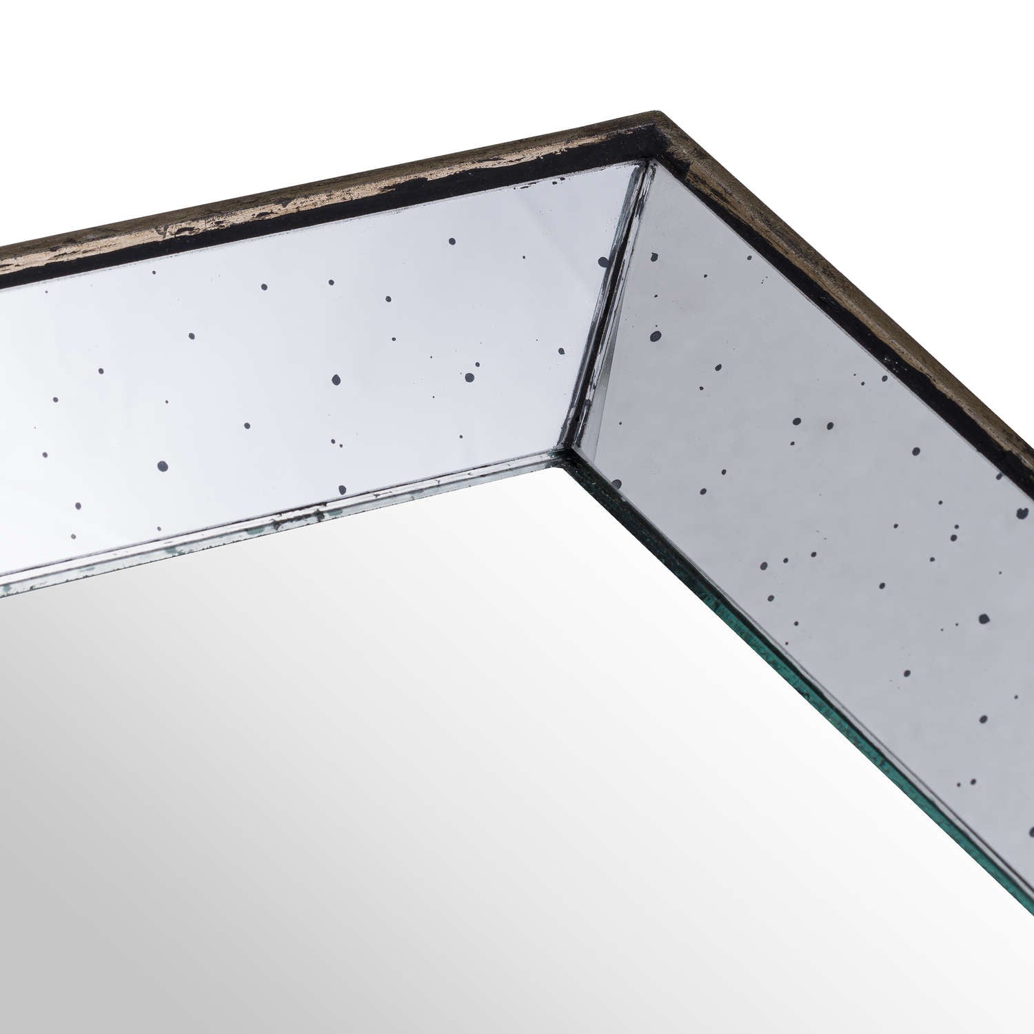 Astor Distressed Mirrored Square Tray W/Wooden Detailing Sml - Trays from the Quanta Home collection.