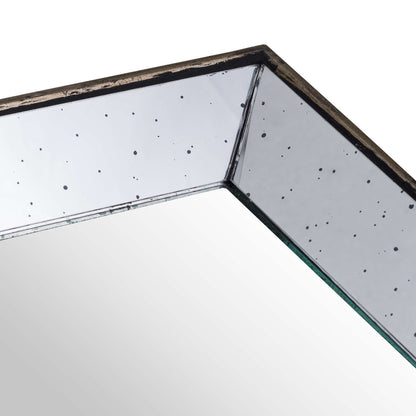 Astor Distressed Mirrored Square Tray W/Wooden Detailing Sml - Trays from the Quanta Home collection.
