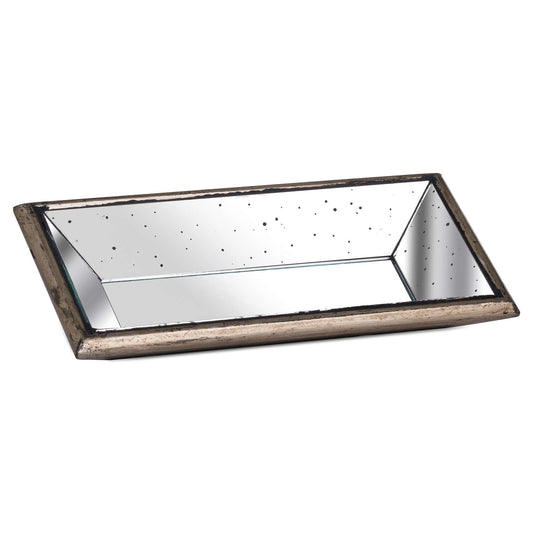 Astor Distressed Mirrored Display Tray With Wooden Detailing - Trays from the Quanta Home collection.