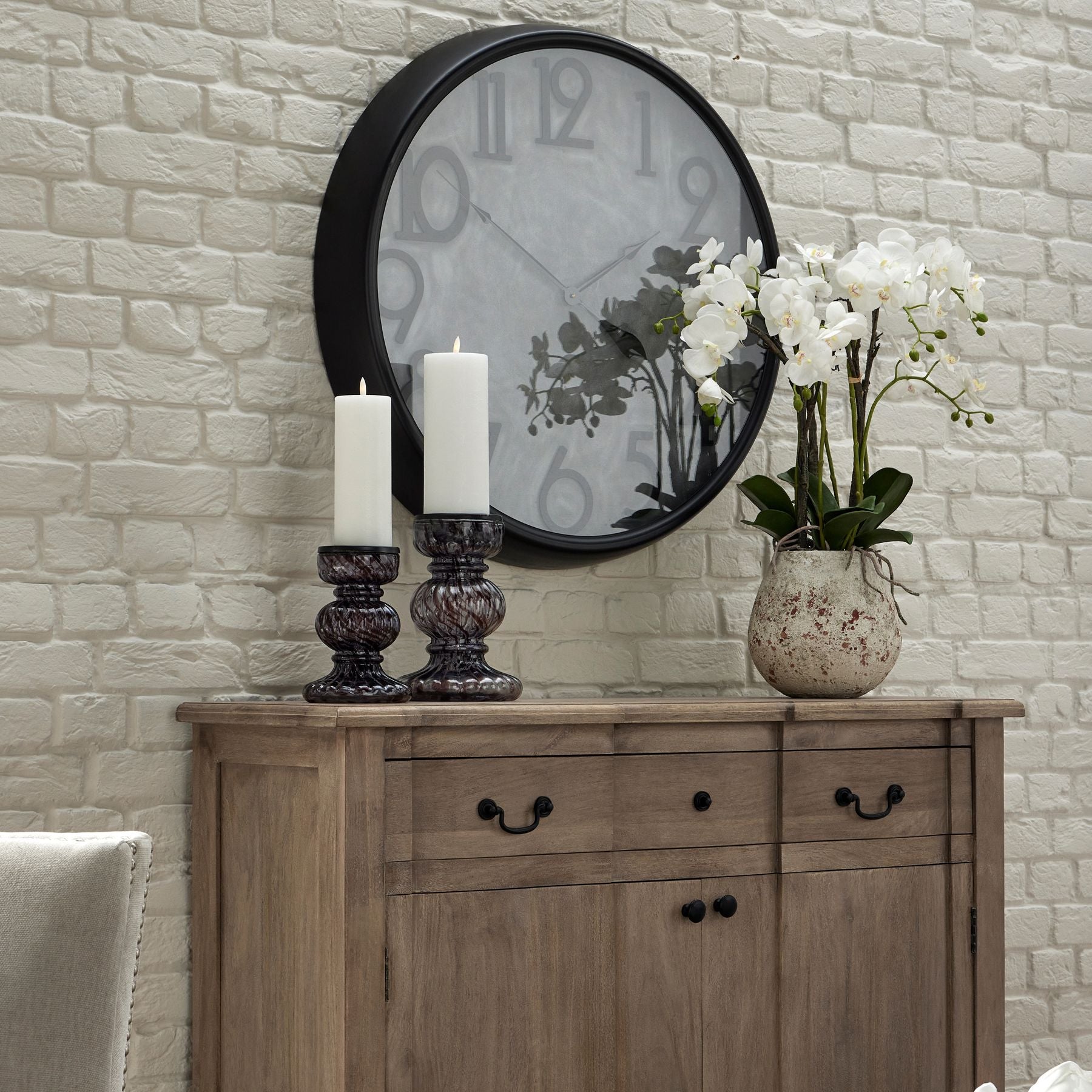 Large Stone Potted Orchid With Roots - All Artificial Flowers from the Quanta Home collection.