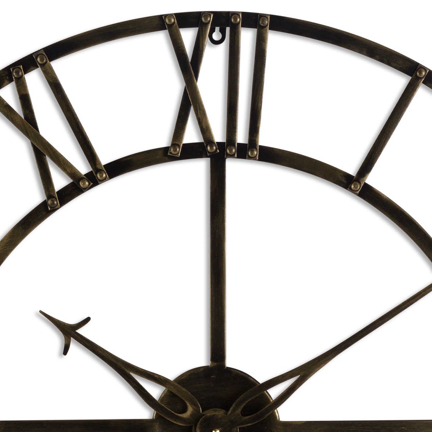 Antique brass wall clock featuring intricate exposed gears, showcasing vintage design with a rich, warm finish.