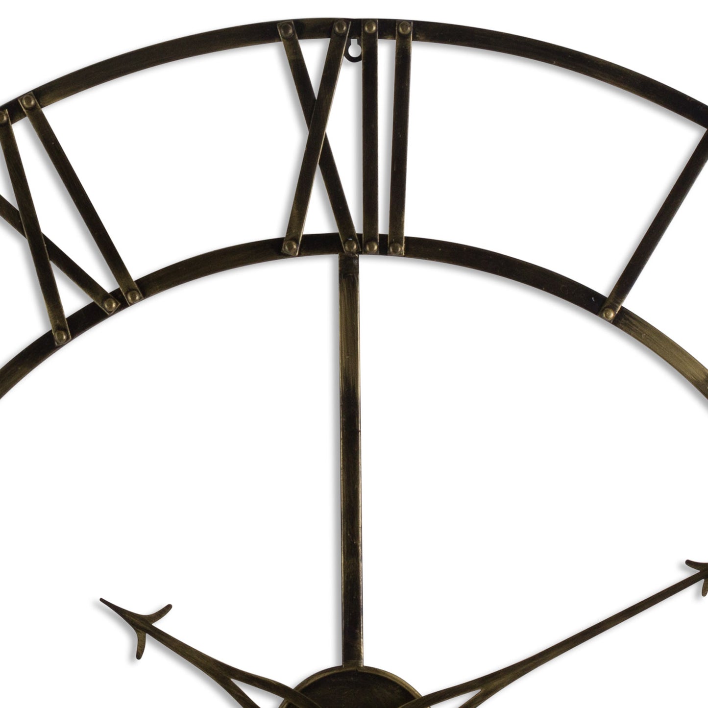 Large skeleton clock in antique brass finish, featuring intricate design details and a grand scale of 100cm.