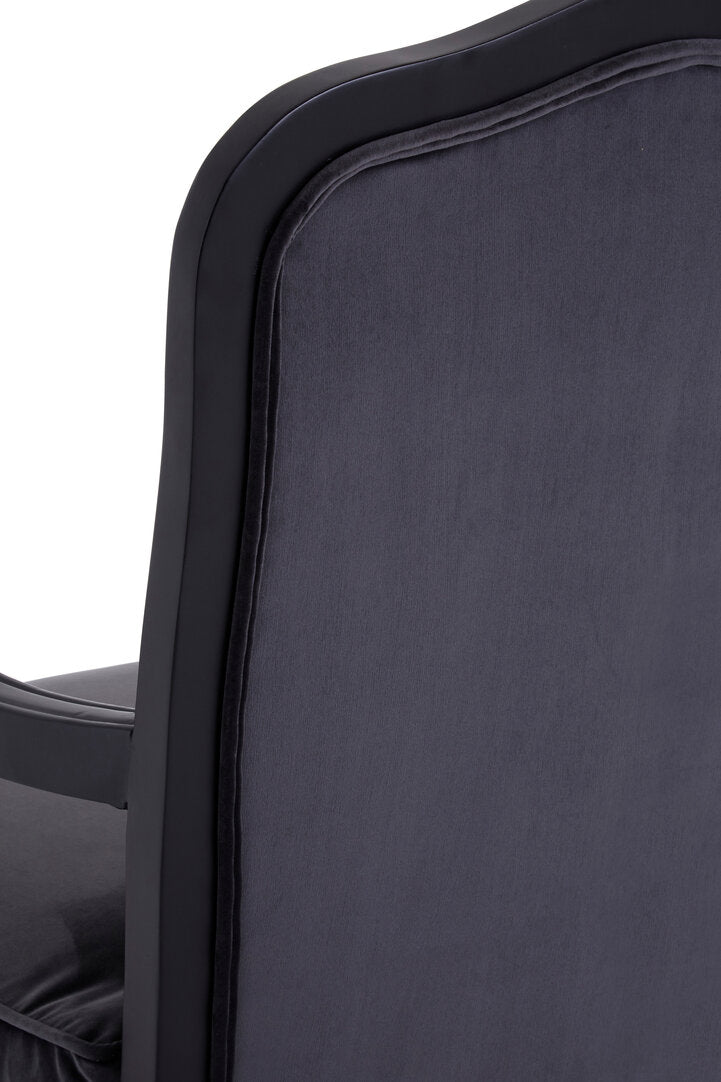 Baroque Grey Velvet Chair And Footstool