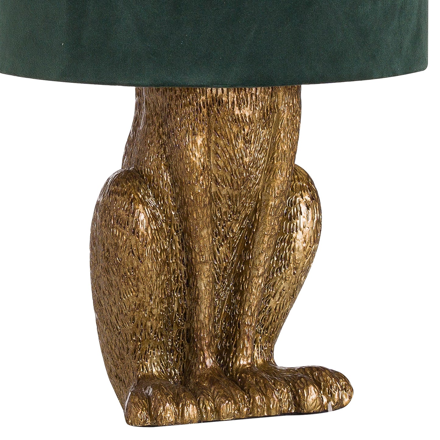 Antique Gold Hare Table Lamp With Green Velvet Shade - Lighting from the Quanta Home collection.