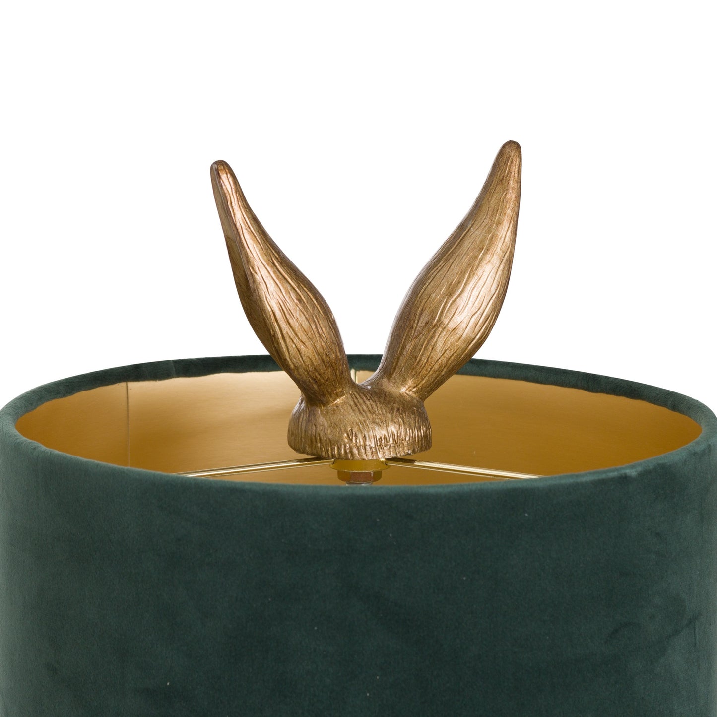Antique Gold Hare Table Lamp With Green Velvet Shade - Lighting from the Quanta Home collection.