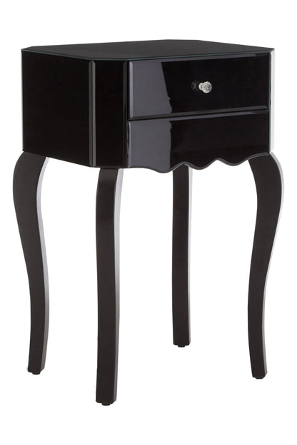 Orchessa 1 Drawer Black Mirrored Glass Side Table