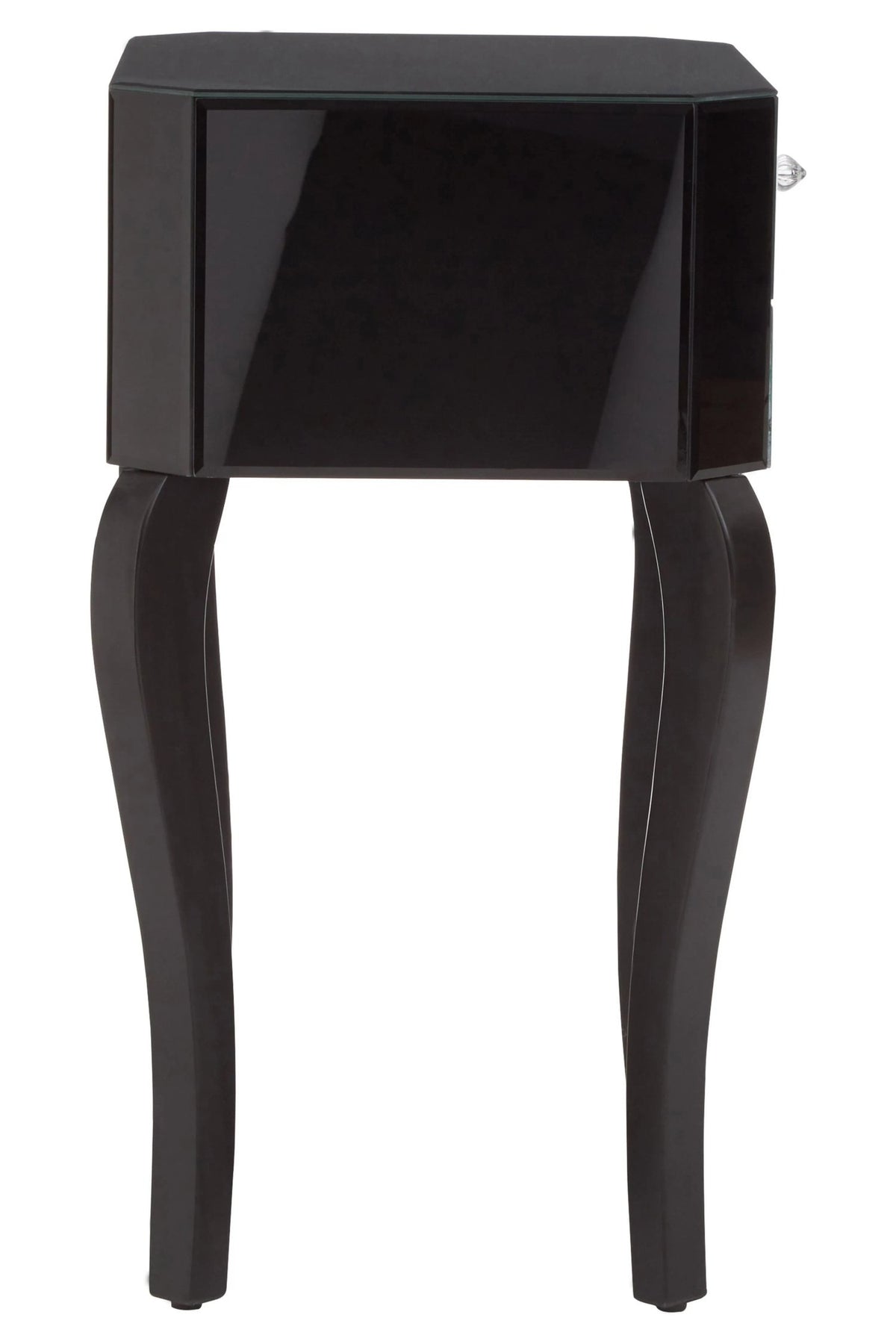 Orchessa 1 Drawer Black Mirrored Glass Side Table