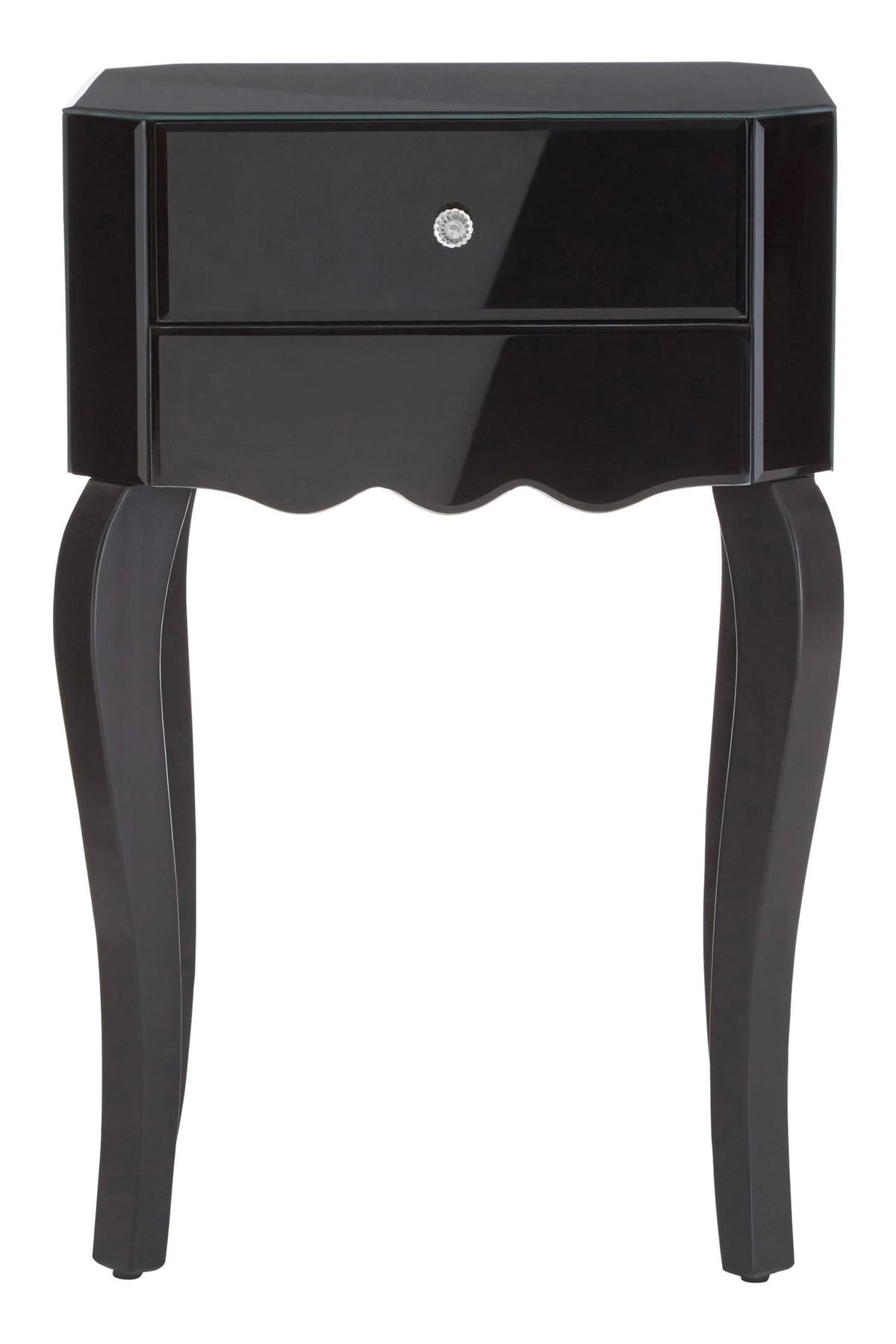 Orchessa 1 Drawer Black Mirrored Glass Side Table