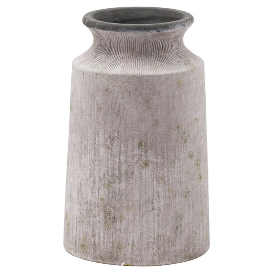 Red stone-effect urn vase with a textured, weathered finish, perfect for dried botanicals or faux arrangements.