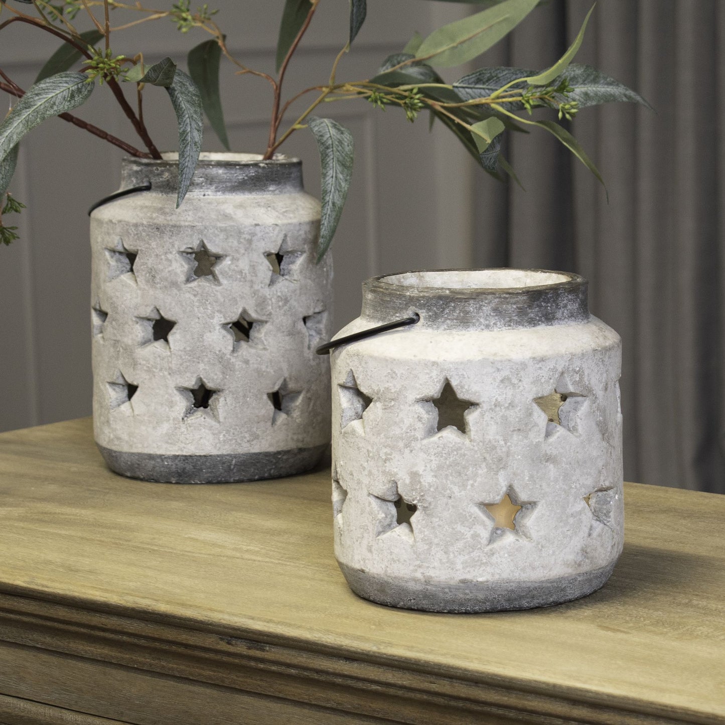 Bloomville Large Stone Star Lantern - Christmas Candles & Candle Accessories from the Quanta Home collection.