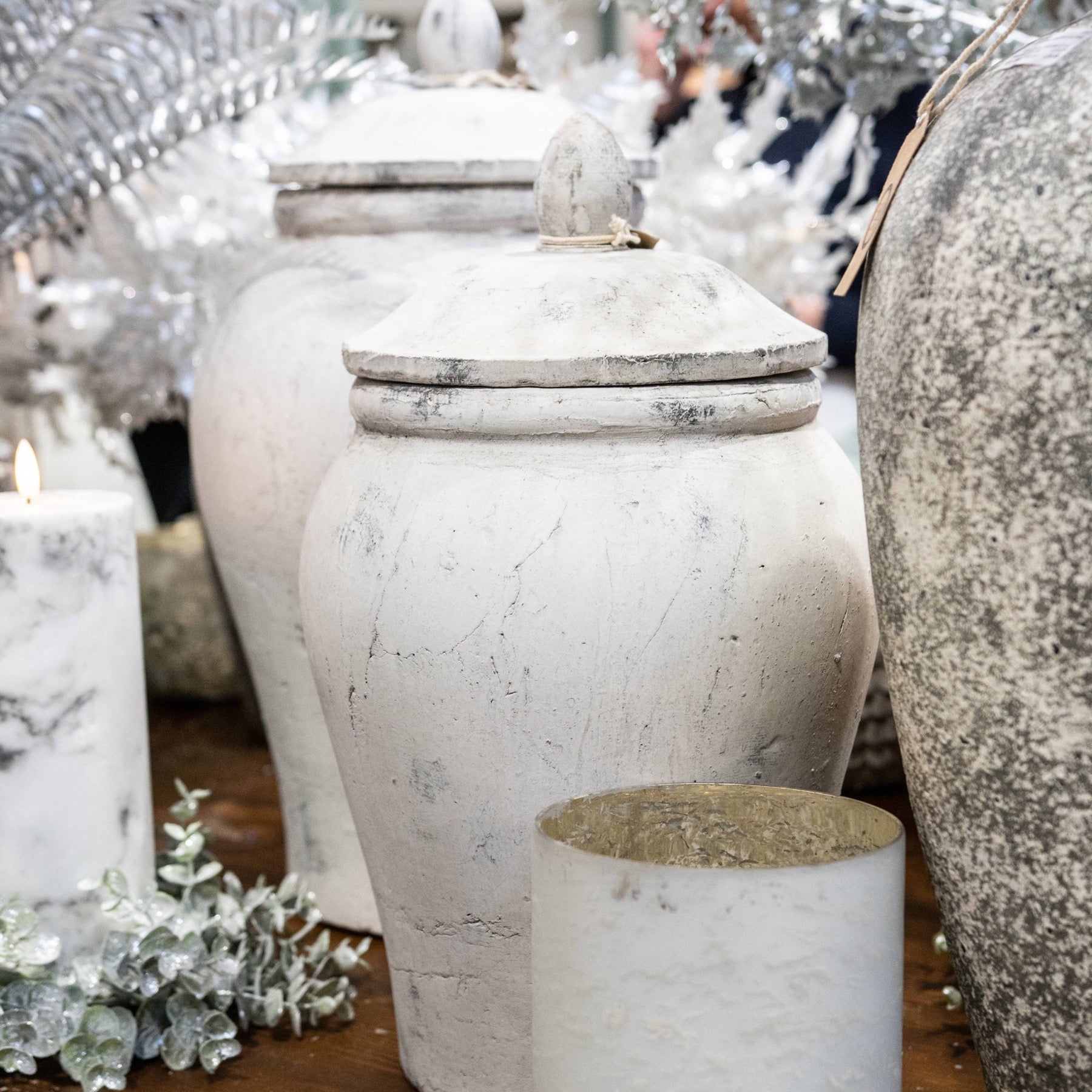 Bloomville Large Stone Ginger Jar - Vases from the Quanta Home collection.