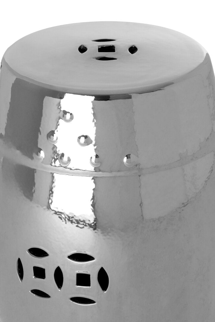 Lagun Complements Silver Finish Table And Stool