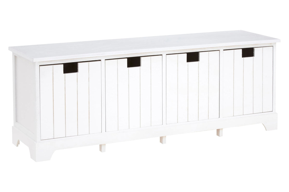 Nantucket White Storage Bench with 4 Drawers