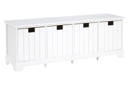 Nantucket White Storage Bench with 4 Drawers