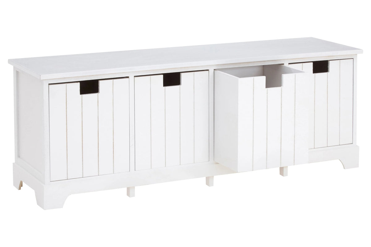 Nantucket White Storage Bench with 4 Drawers