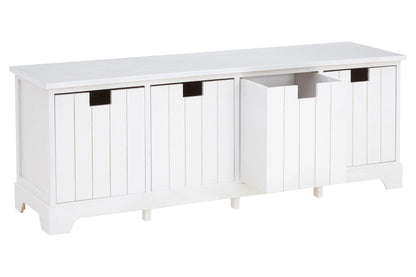 Nantucket White Storage Bench with 4 Drawers