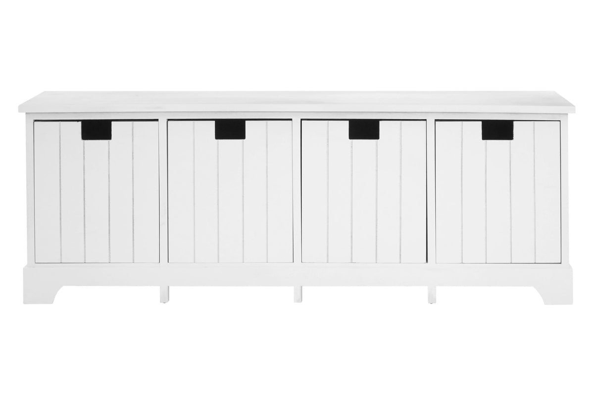 Nantucket White Storage Bench with 4 Drawers
