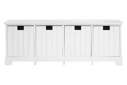 Nantucket White Storage Bench with 4 Drawers
