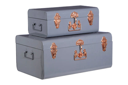 Portage Set of Two Grey Storage Trunks