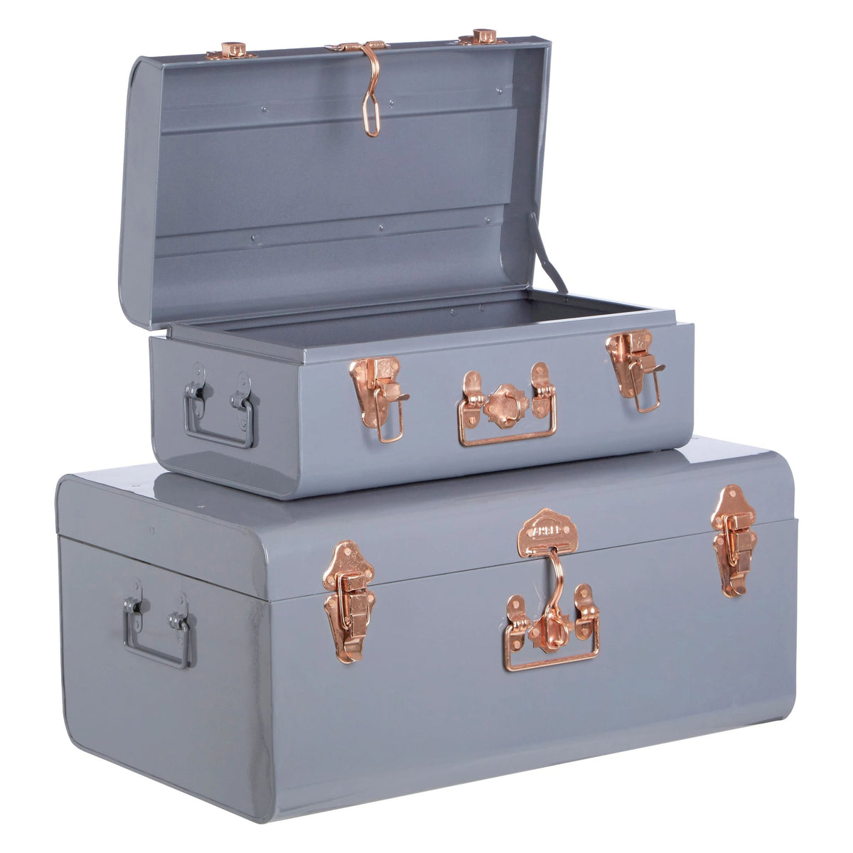 Portage Set of Two Grey Storage Trunks