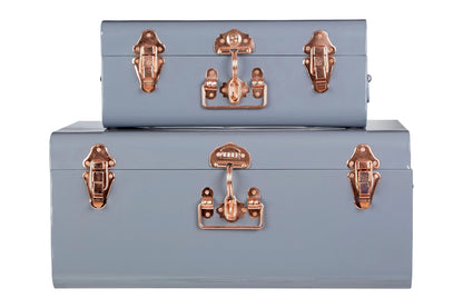 Portage Set of Two Grey Storage Trunks