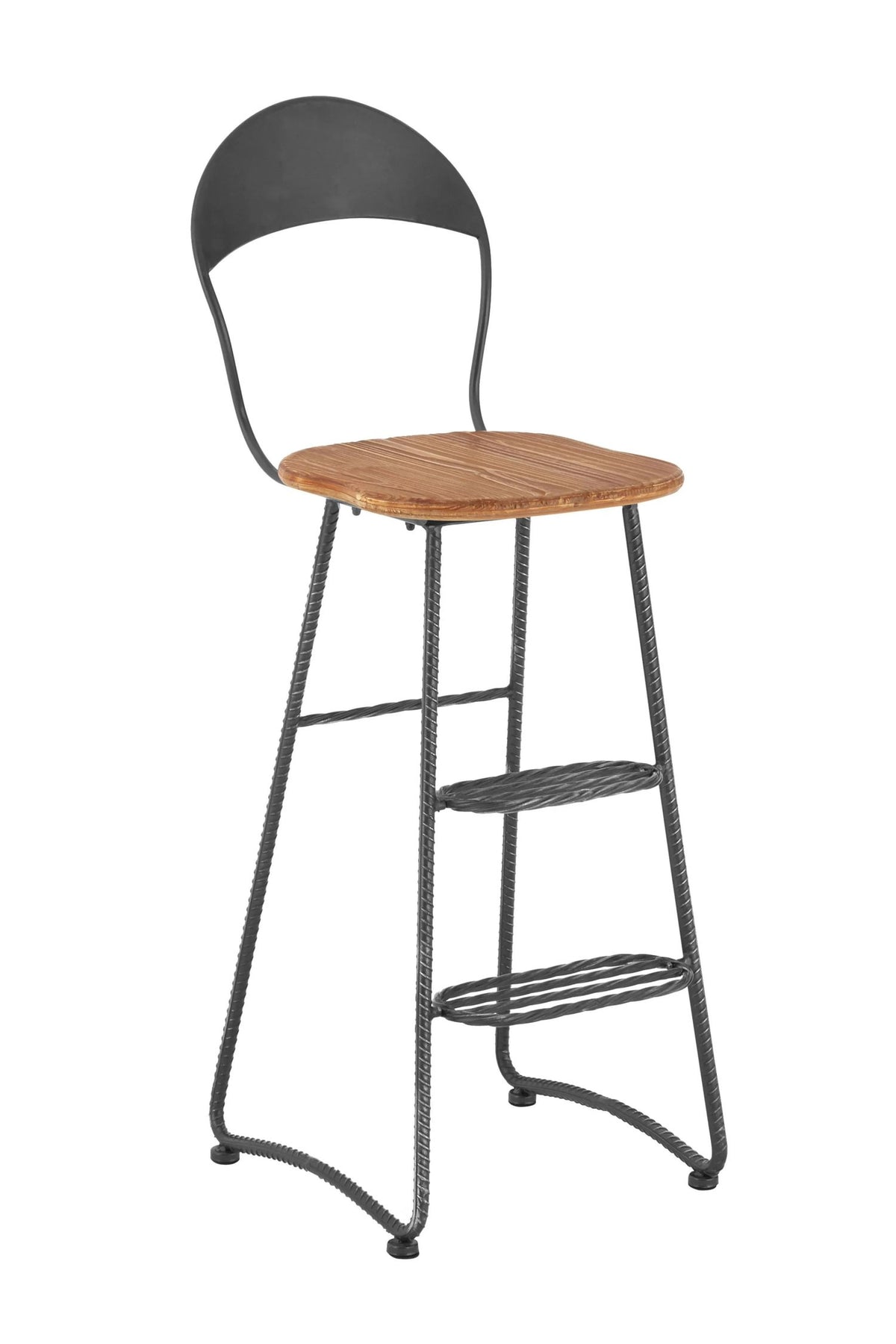 Nova Wood and Black Metal Bar Chair