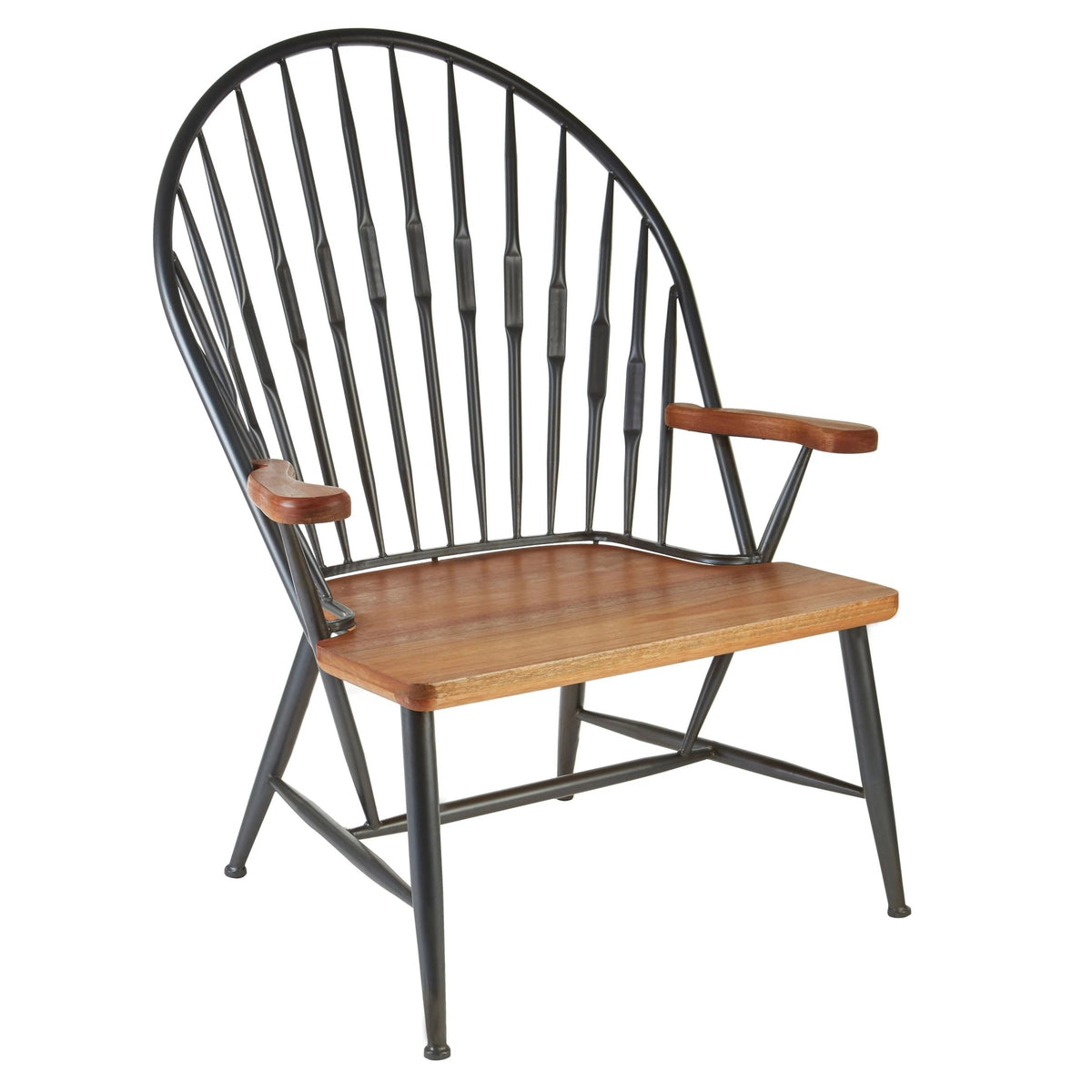Nova Walnut Wood And Metal Armchair