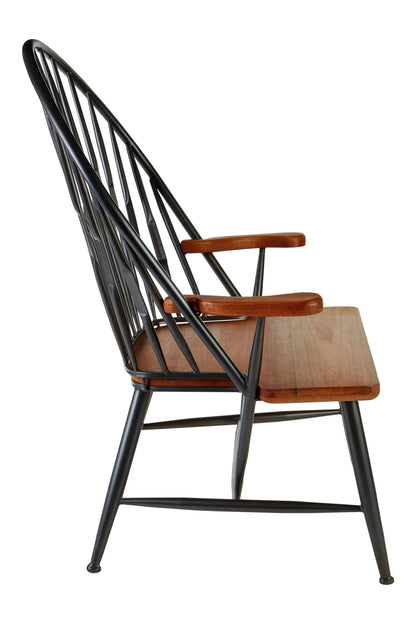 Nova Walnut Wood And Metal Armchair