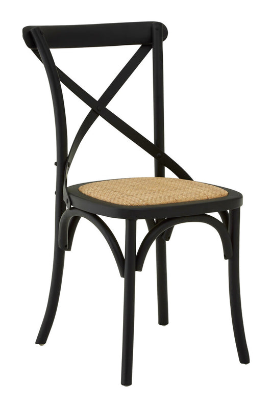 Bordeaux Black Oak Wood and Rattan Dining Chair