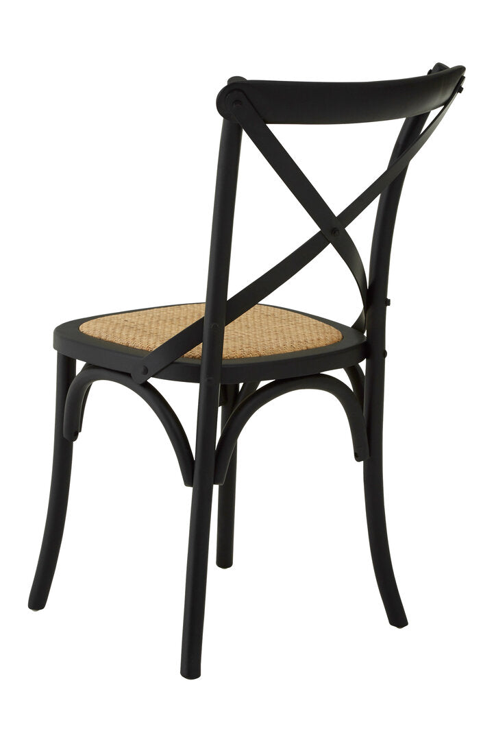 Bordeaux Black Oak Wood and Rattan Dining Chair