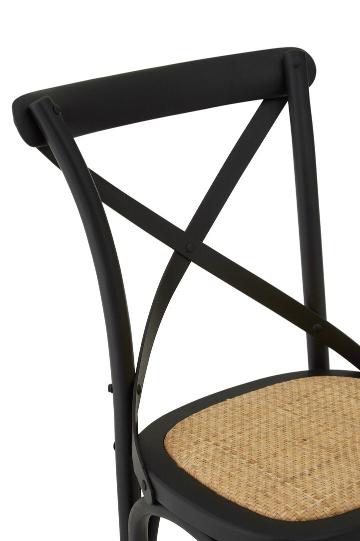 Bordeaux Black Oak Wood and Rattan Dining Chair