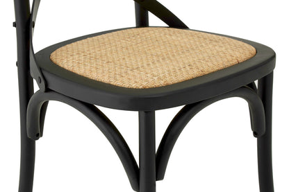 Bordeaux Black Oak Wood and Rattan Dining Chair