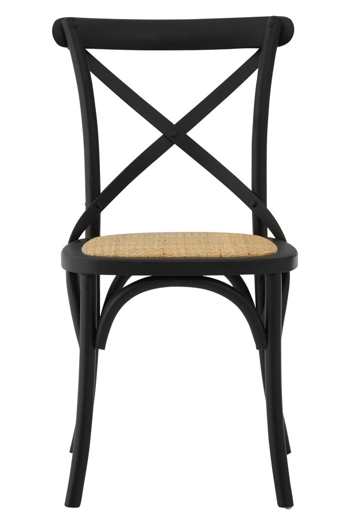 Bordeaux Black Oak Wood and Rattan Dining Chair