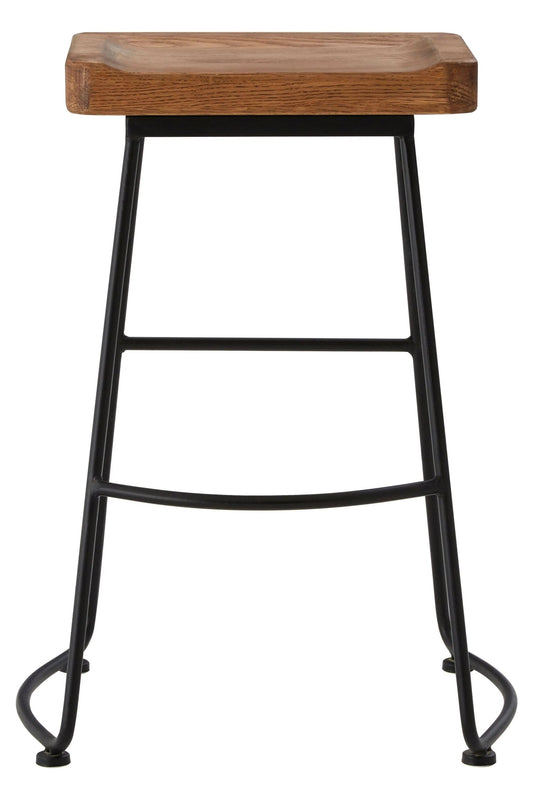 Bordeaux Weathered Oak Wood and Metal Bar Stool