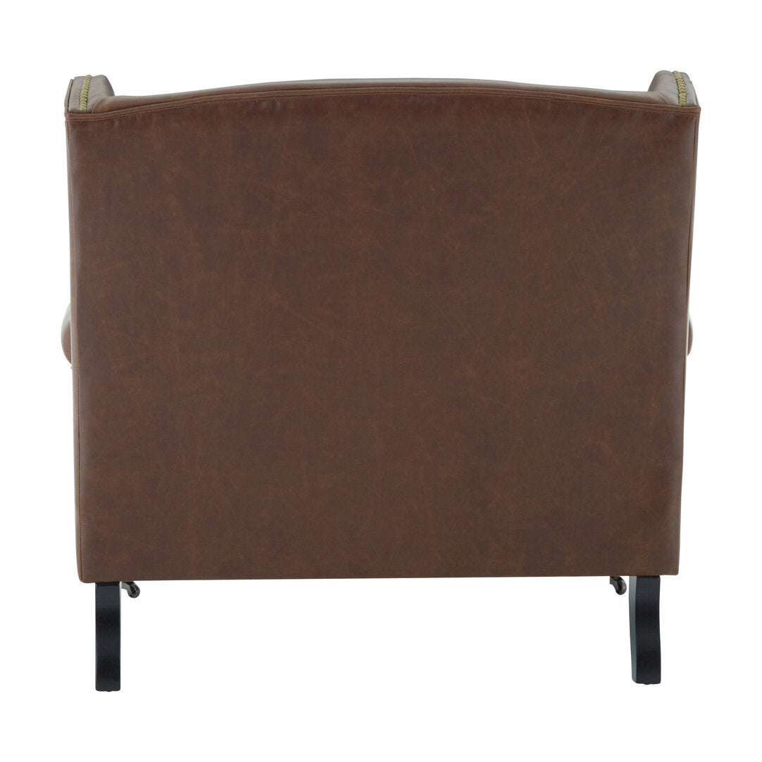 Richmond Brown Leather Effect Wing Armchair